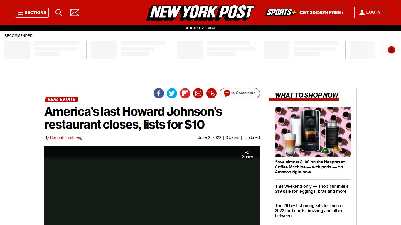 America’s last Howard Johnson's restaurant closes, lists for $10